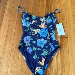 Onia Chelsea blue floral one piece swimsuit NWT